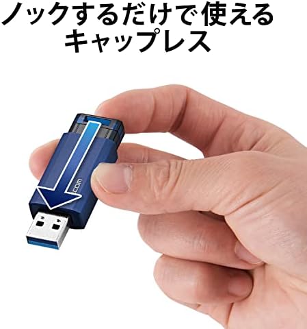 USB Меморија Elecom, USB 3.1 Gen1, Тип На Повлекување, Функција За Автоматско Враќање, 64GB, Blue