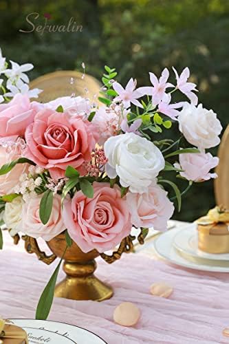 Сервалин Вештачко Цвеќе Розова Цвеќе Свила Торта Цвеќиња Лажни Цвеќиња Комбо За Свадба Невестински Букети Централни Аранжмани Бебе