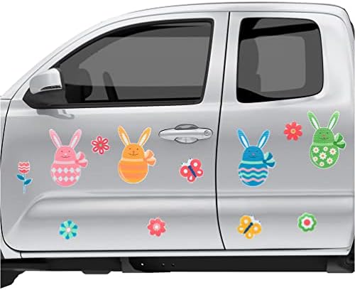 АБОФАН 12 парчиња Велигденски Магнети За Автомобили Рефлектирачки Велигденски Зајаче Зајачки Цветни Пеперутки Магнетна Налепница