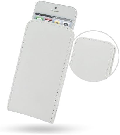 Pdair Вертикална Торбичка Случај За apple iPhone 5 Рачно Изработена Кожа Мека Заштитна Носечка Обвивка-Бела