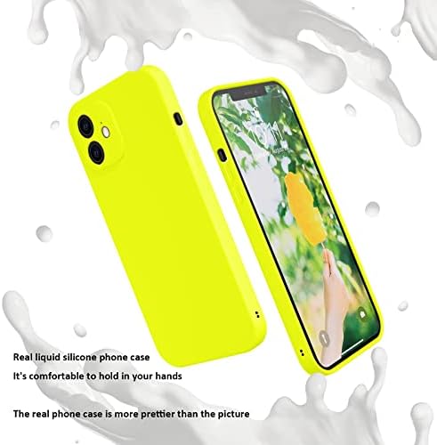 ANDATE iPhone 12 Мини Случај Флуоресцентна Жолта, Силиконски Iphone Случај Компатибилен со iPhone 12mini, Целосно Тело Шок-Отпорен