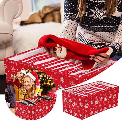 12 Решетка Божиќна Кутија Панталони Долна Облека Божиќ Родител Дете Божиќна Торба За Складирање Облека Зимска Топла Кутија За