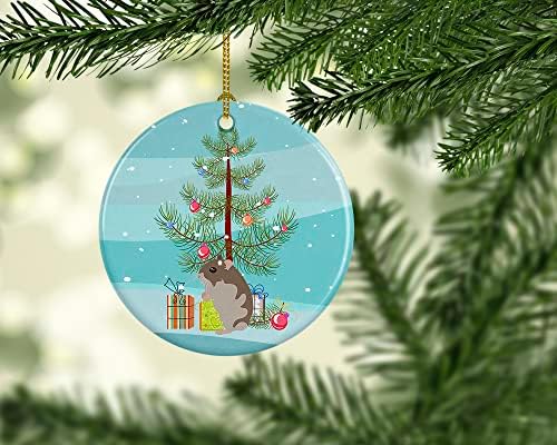 Богатства на Каролина CK4451CO1 џуџести хрчаци Среќен Божиќен керамички украс, украси за новогодишни елки за дома, виси украс за Божиќ,