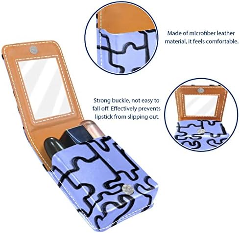 Кармин за шминка ОРИУКАН торба ЗА кармин со огледало пренослива торбичка за складирање кармин организатор за складирање на сјај за усни, Апстрактна Линија Уметнос