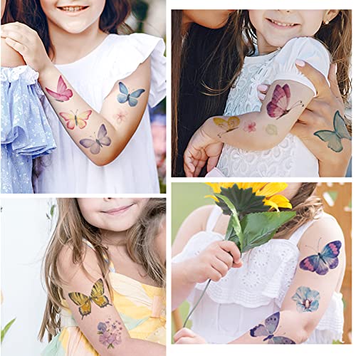 10 Листови деца водоотпорни Привремени Тетоважи-Шарени Пеперутки, Цвеќиња Момче Девојка Се Соочуваат Со тетоважа погодна за Деца Роденденски