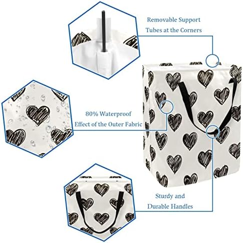 Срцето На Лавра Линија Печатење Склопувачки Пречки за Перење, 60 ЛИТРИ Водоотпорни Корпи За Перење Алишта Облека Играчки Складирање