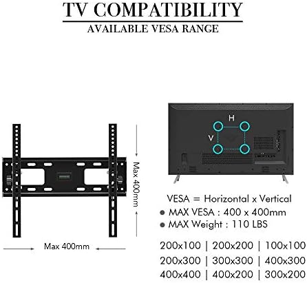 ТВ wallидна табела од не'рѓосувачки челик за повеќето 32-65 инчи рамни заоблени телевизори, ТВ wallидни колички до 50 килограми висина на