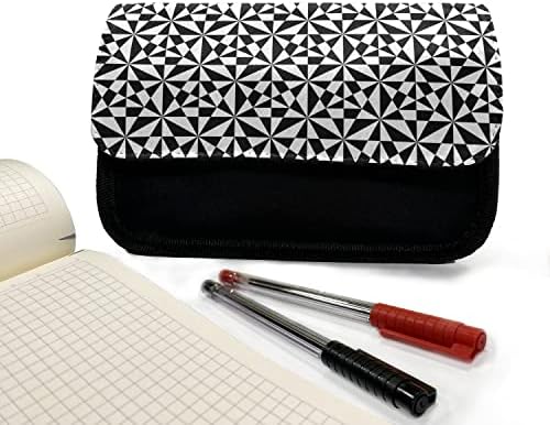 Лунабилен случај со црно -бело молив, модерен уметнички контраст, торба со молив со ткаенини со двоен патент, 8,5 x 5,5, црно -бело