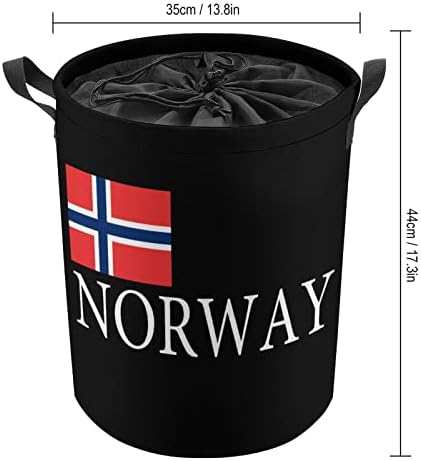 Норвешка Национална Гордост Тркалезна Торба За Перење Водоотпорна Пречка за Складирање Со Капак И Рачка За Врвки