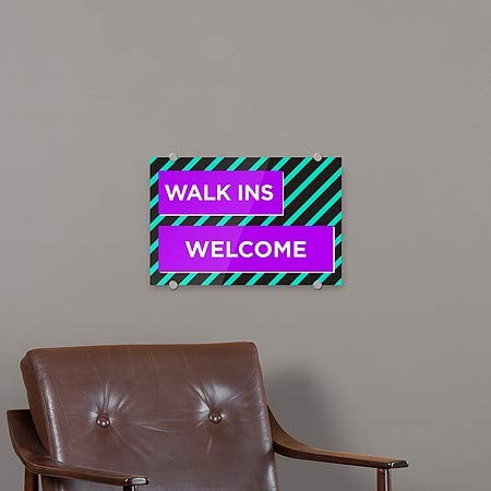 CGSignLab | „Walk Ins Добредојдовте -Модерн блок“ Премиум акрилен знак | 18 x12