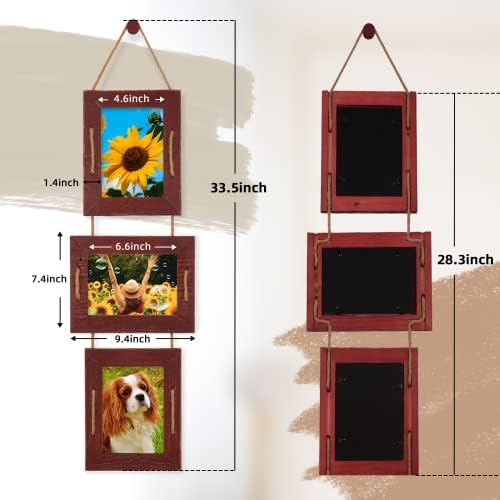 ABSWHLM 5x7 Рамки за слики Рустикално цврсто дрво висини рамки за слики 3 Отворање на фото рамка за приказ 4 x6 Слики со мат или
