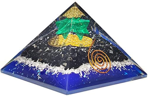 Оргонит продавница Црна турмалин оргон пирамида за позитивна енергија - Малахит Меркаба starвезда заздравување кристал пирамида -