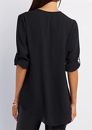 Andongnywell женски кратки ракави по поштенски патент на тунична маичка за прицврстување на блузи врвови, влечете ракав лабава шифонска кошула