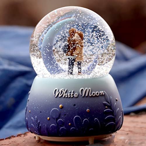 DHTDVD креативни светла во боја лебдат снегулки бела месечина двојка стаклена кристална топка музичка кутија Танабата роденденски
