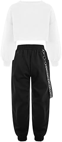 Linjinx Девојки девојки хип хоп танц активни облеки 2 парчиња печати долги ракави џемпери карго панталони поставуваат улични облеки улична облека