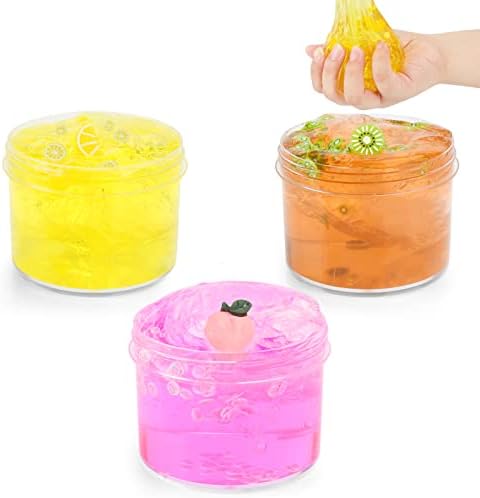 Xilypely Slime комплет за девојчиња, 3 пакувања чисти крцкави лигите Peachybbies, миризливи путер лигички играчки за деца, супер меки не