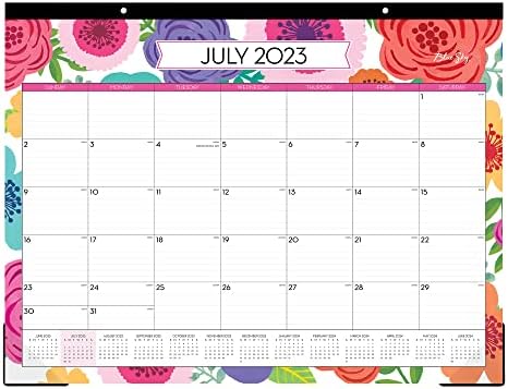 Сино Небо 2023-2024 Академска Година Месечен Календар За Подлога За Биро, 22 х 17, Врзување Лента За Средување, Удирање Со Две Дупки, Блокови