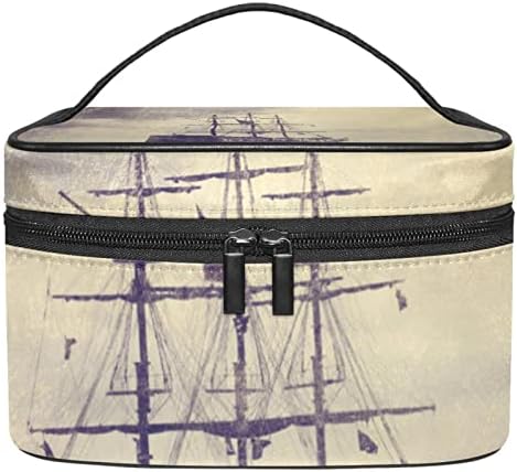 торба за Шминка за Патување јојоамој Со Преграда, Стар Пиратски Брод Во Морето Голема Козметичка Кутија Персонализирана Кутија За Убавина