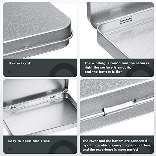 Метален Правоаголен Калај Метален Капак Со Шарки Калај Метална Празна Кутија Контејнер Сребрена Правоаголна Калај Кутија За Складирање