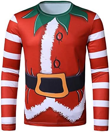 XXBR Божиќни маици за мажи, 3Д смешни Божиќни Дедо Мраз печати господин вратоврска Костими Обични екипи на екипаж на врвови
