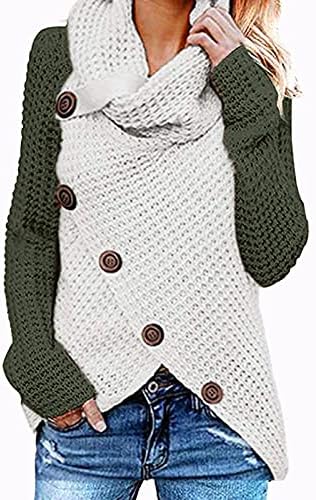 Копче за женски моден есен зимски долг ракав надолу нередовен плетен џемпер
