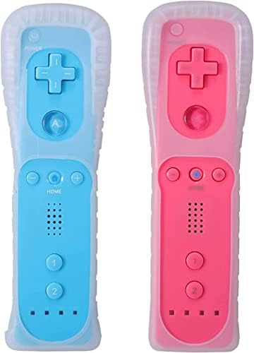 Безжичен контролер на Wii, Ароцентен Далечински Управувач Компатибилен За Wii Wii U Конзола, Со Силиконска Кутија и Ремен За Зглоб-Розова И Сина