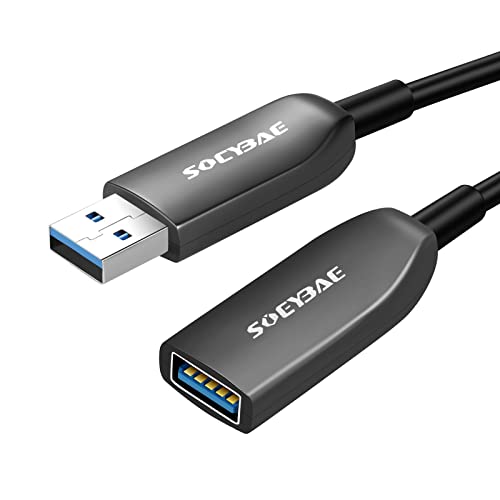 Кабел за продолжување на продолжение на Soeybae USB 3.0 30FT/10M, USB 3.0 оптички кабел со оптички влакна А-машки до а-женска брзина 5Gbps, за пренесување на податоци за пренесување
