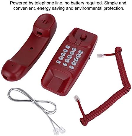 Мини wallиден телефон, ретро wallид монтирање Телефонски десктоп со фиксна фиксна телефон фиксен телефон со флеш/повик за нем/последен број