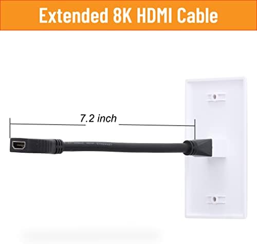 ЈОЕМЕЛИ 8k HDMI Ѕид Плоча 1 Порта 2 Пакет, Бела HDMI Ѕид Плоча СО 8K HDMI Pigtail Кабел За Поддршка 8K 60Hz И 4k 120hz Решение,