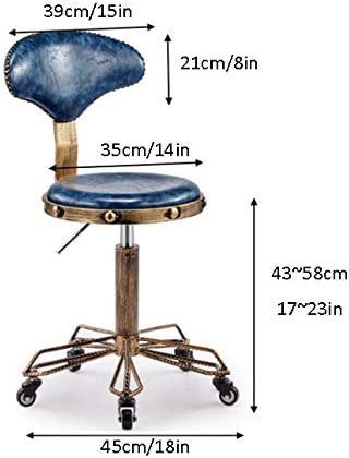 Столче за убавина со тркала со тркала ， Медицински столче со зелено PU синтетичко кожено седиште ， Прилагодлива висина 43-58 см ，