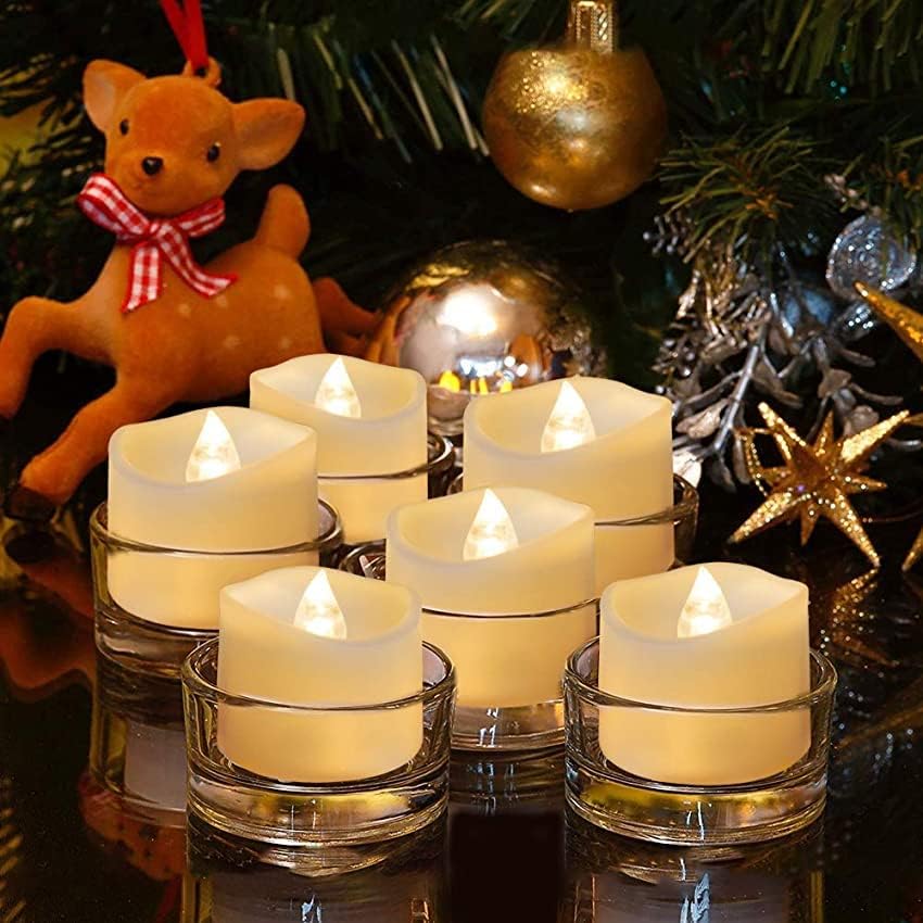 Аулајго 12 парчиња ЛЕД Свеќи Без Пламен Со Далечински Управувач Топли Бели Светла За Чај На Батерии Реални Лажни Свеќи За Божиќ