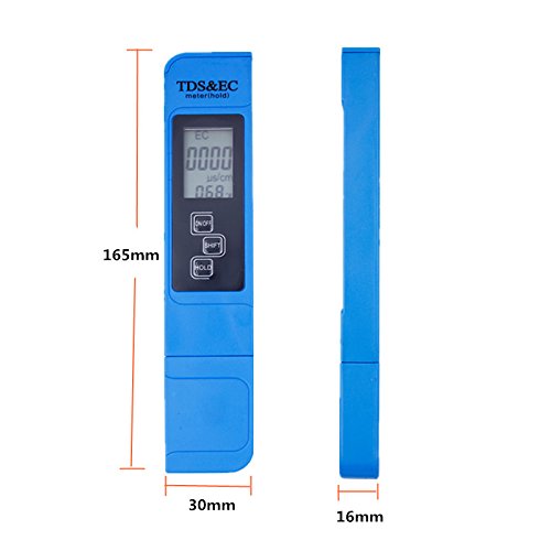 3 во 1 Дигитална електрична TDS EC Temp Meater Meter Hydroponics Pen за тест за вода, тестер за квалитет на вода за вода за пиење, аквариуми,