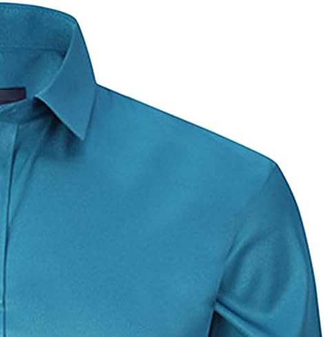 DGHM-JLMY мажи со долга ракав мода тенка цврста боја кошула бизнис еластична фустан кошула квадратна јака пролетна формална кошула