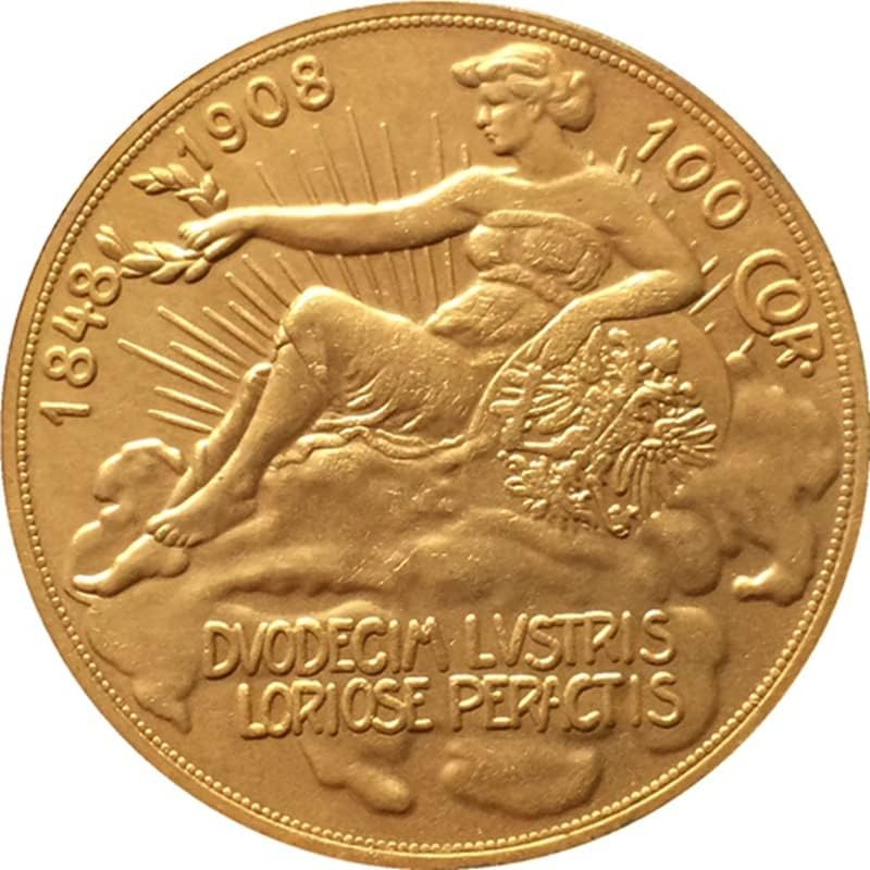 1908 Австриски Монети Бакар Позлатени Антички Монети Монети Занаети Колекција Може Да Удар
