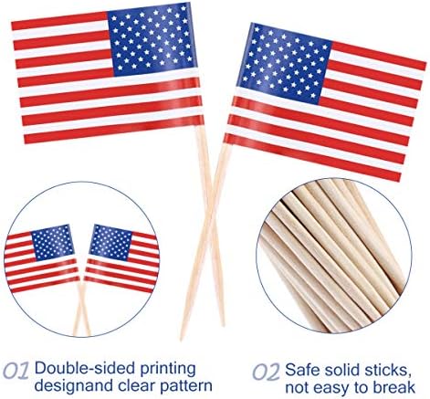 Американски Стап Знамиња 100 парчиња Американски Знамиња Мини Чепкалка За Заби Знаме Зема Кекси Топпери Прослава Коктел Храна
