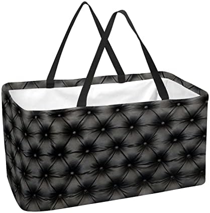 Кошар за еднократно шопинг црна кожа текстура преносна виткање пикник намирници кеси за перење алишта за торба за торба за торба