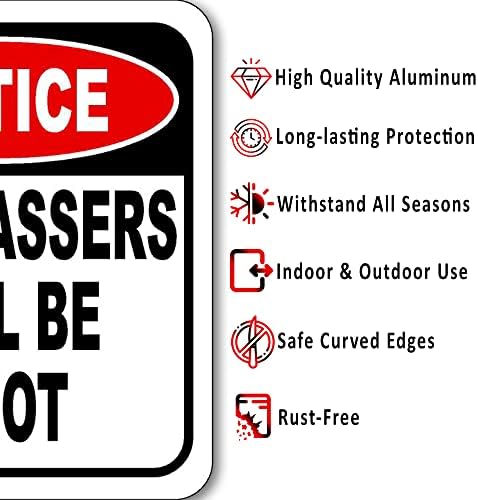Без знак за престапување 8,5 x 10, знаци на приватна сопственост, знак за предупредување за алуминиумски wallидови, безбедносни