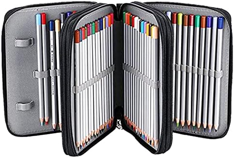 Gullor голем капацитет 3 слоеви Организатор на држач за молив за молив - 78 слотови за обоени моливи, црна