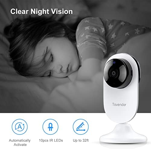 Tovendor 2PC Mini Smart Home Camera, 1080P 2.4G WiFi Security Camera Spection Agongle Baby Pet Monitor со двонасочен аудио, складирање на облак,