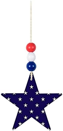 ЗКСИ Срце Ѕвезда Во Облик На Дрвено Американско Знаме Ден На Патриотска Независност Декор Елка Мониста Венец Црвено
