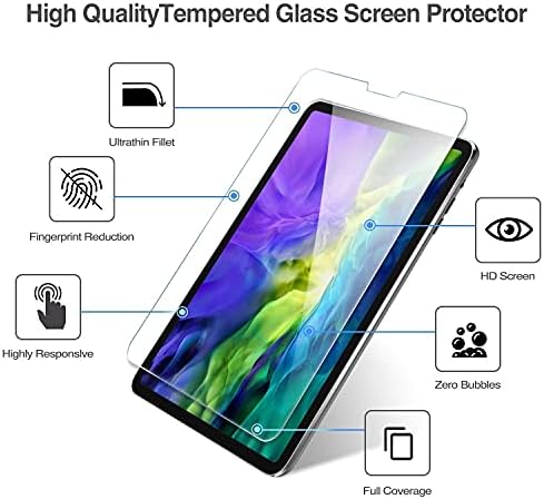 Procase Black Smart Case за iPad Pro 11 2018 стар модел [Поддршка за полнење со молив на Apple] Пакет со iPad Pro 11 заштитен стаклен екран заштитник