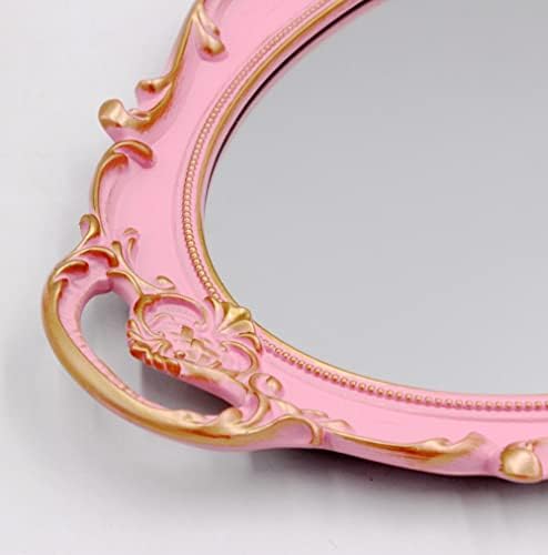 ИХМИР Гроздобер Огледало Мал Ѕид Огледало Виси Огледало 14.5 х 10 инчи Овална Розова