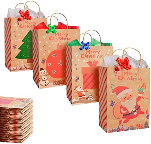БЕЗВРЕМЕНСКИ 24 Божиќни торби За подароци Торба За Подароци Со Подароци Со 48 Божиќни Листови Хартија За Завиткување Торби За Подароци За
