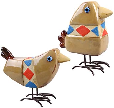 Викаски украси 2 парчиња керамика занаетчиски декоративни птици модел симулација птици скулптура десктоп украси за симпатична распоред за