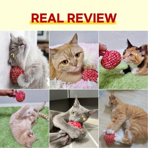 Топката со црвена мачка Jayеју - Catnip Внатре во играчка за мачки, рачно изработени играчки со топчести топки за затворени мачки, интерактивна матабиска играчка за мач?