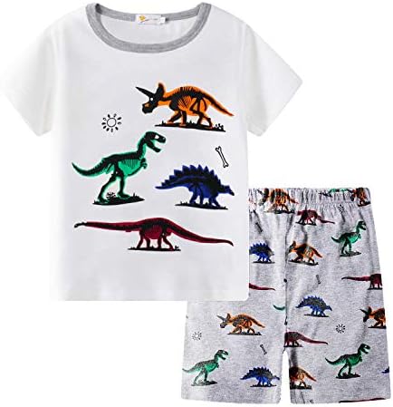 Дете момчиња пижами памук лето ПЈС за момче џеми диносаурус воз за спиење кратки комплети