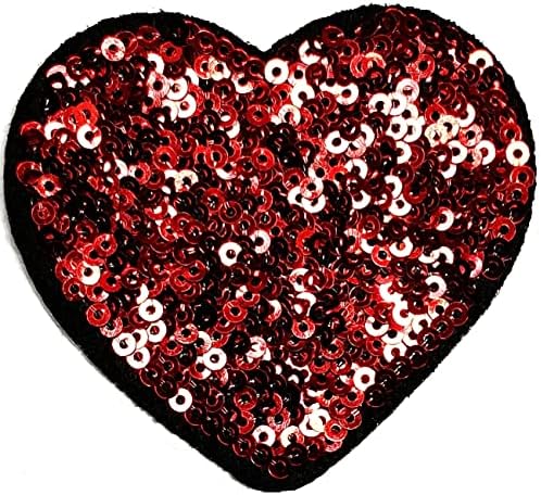 Кленплус 3 парчиња. Црвени Светки Срце Шие Железо На Везени Закрпи Срце Љубов Денот На Вљубените Модна Налепница Занаетчиски Проекти