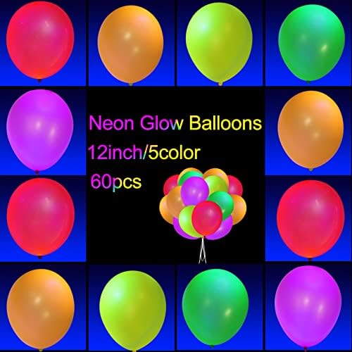 60 парчиња Неонски Балони Светат Во Темните Балони Неонски Флуоресцентни Балони За Црно Светло Забава Роденден Свадба Материјали