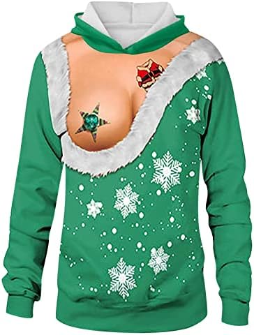 Божиќна маичка за џемпери смешни грда божиќна кошула за божиќни удобни лабави меки обични дуксери маички за пулвер