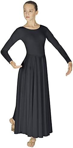 Eurotard Womens 13524 Обожавање со долг ракав пофалби литургиски целосен танцов фустан